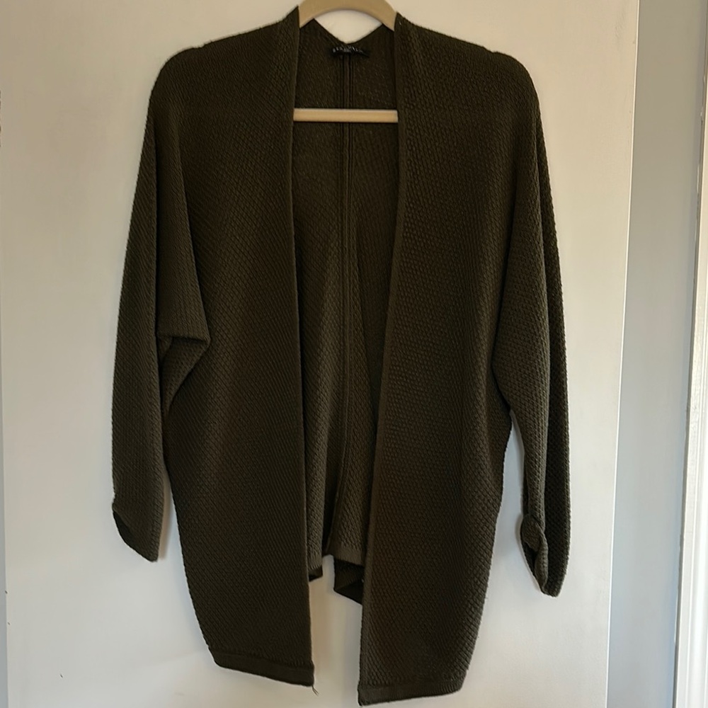 Green knit shawl style cardigan